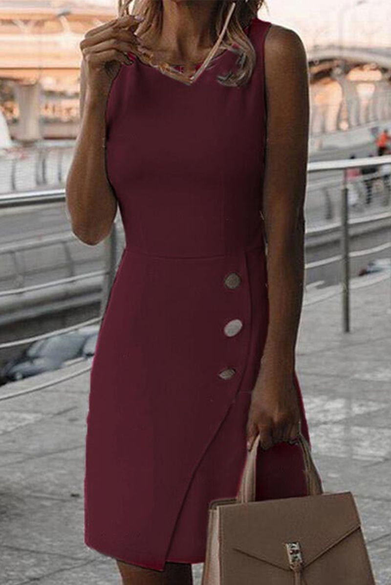 lässiges Damenkleid mit Rundhalsausschnitt und Bleistiftrock