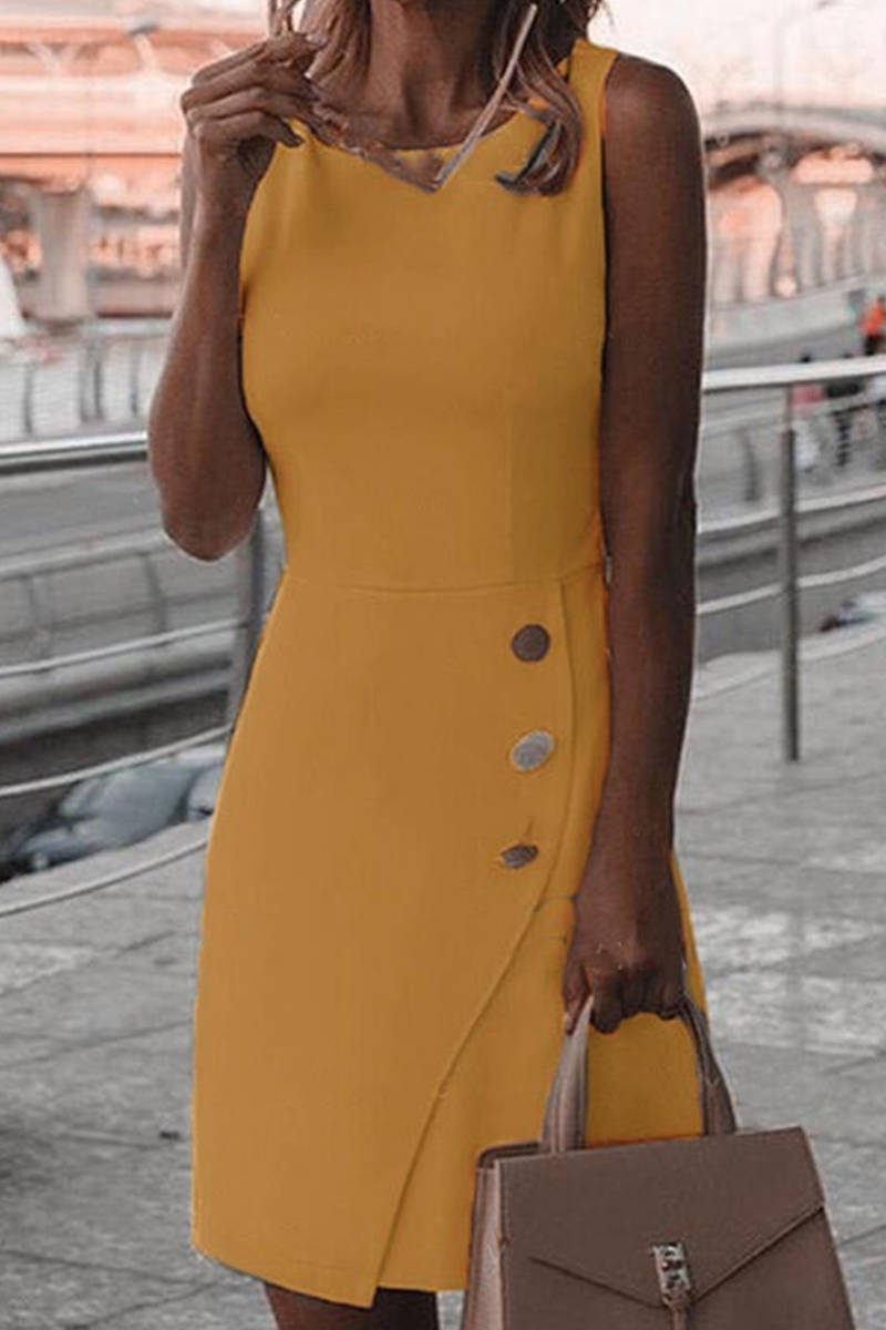 lässiges Damenkleid mit Rundhalsausschnitt und Bleistiftrock