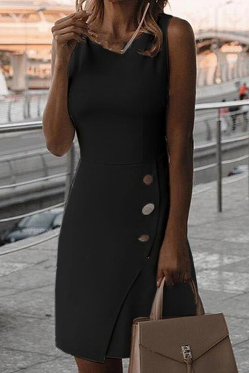 lässiges Damenkleid mit Rundhalsausschnitt und Bleistiftrock