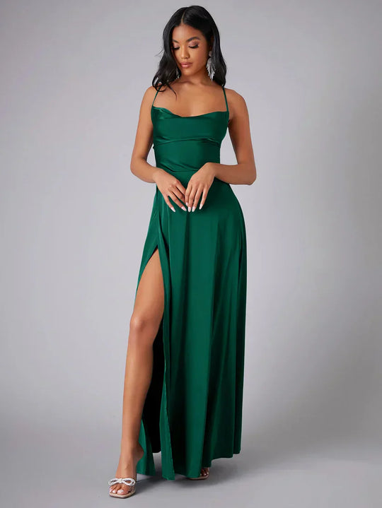 Heidi-Mode | Seiden-Maxikleid mit Geflochtenem Rücken Kleid Dich für Formelle Anlässe Lucette