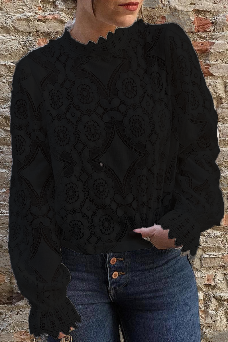 Heidi-Mode | Fashion Patchwork Spitze Halb A Turtleneck Tops