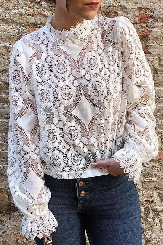Heidi-Mode | Fashion Patchwork Spitze Halb A Turtleneck Tops
