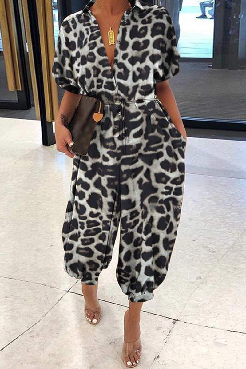 Heidi-Mode | Lässiger Print Patchwork V-Ausschnitt Harlan Jumpsuits