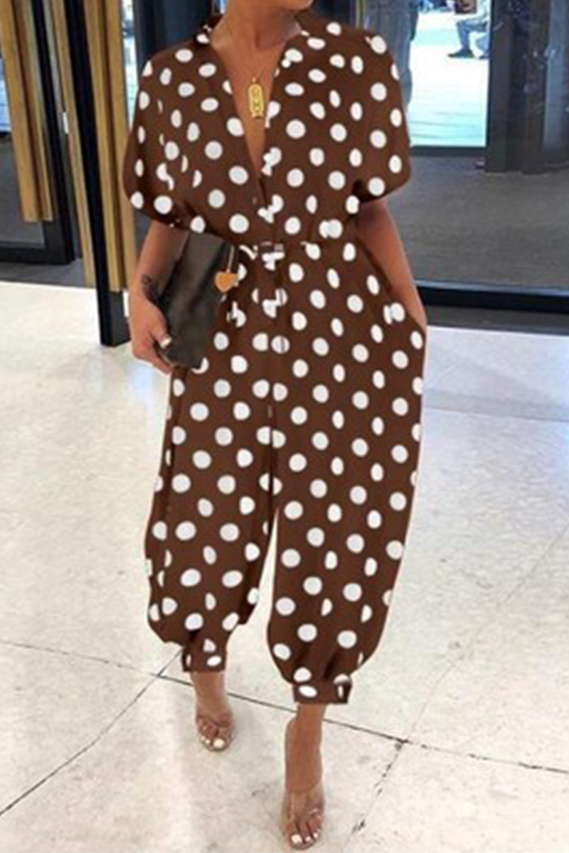 Heidi-Mode | Lässiger Print Patchwork V-Ausschnitt Harlan Jumpsuits
