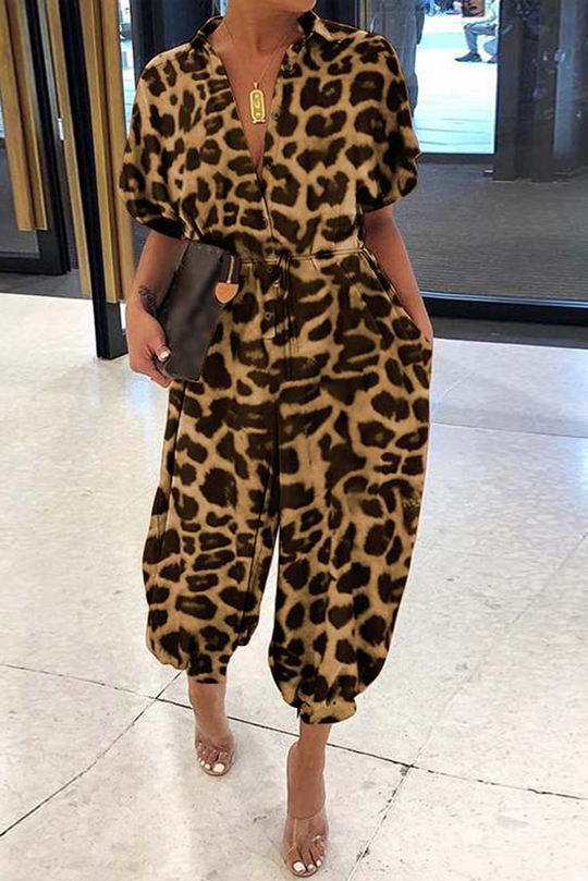 Heidi-Mode | Lässiger Print Patchwork V-Ausschnitt Harlan Jumpsuits