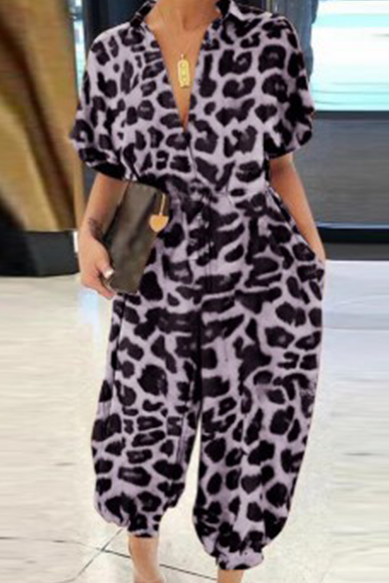 Heidi-Mode | Lässiger Print Patchwork V-Ausschnitt Harlan Jumpsuits