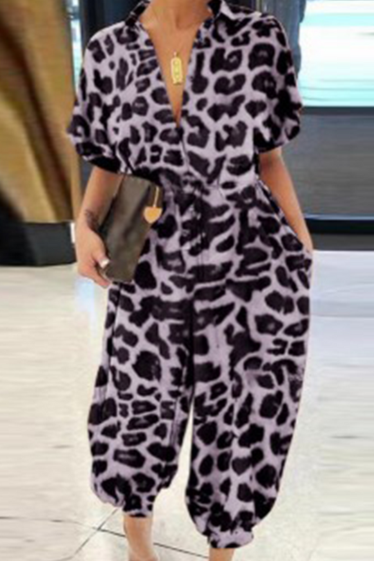 Heidi-Mode | Lässiger Print Patchwork V-Ausschnitt Harlan Jumpsuits