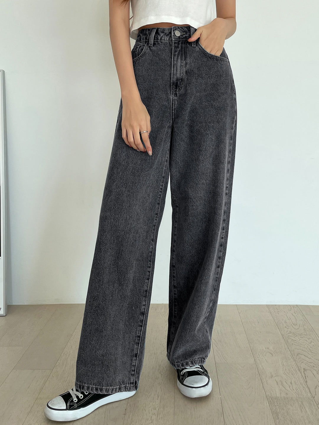 Heidi Mode | High-Waist Washed Weite Jeans