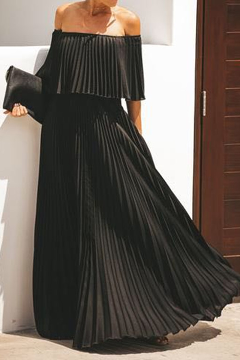 Heidi-Mode | Solid Split Joint Off the Shoulder Torte Röcke Kleider