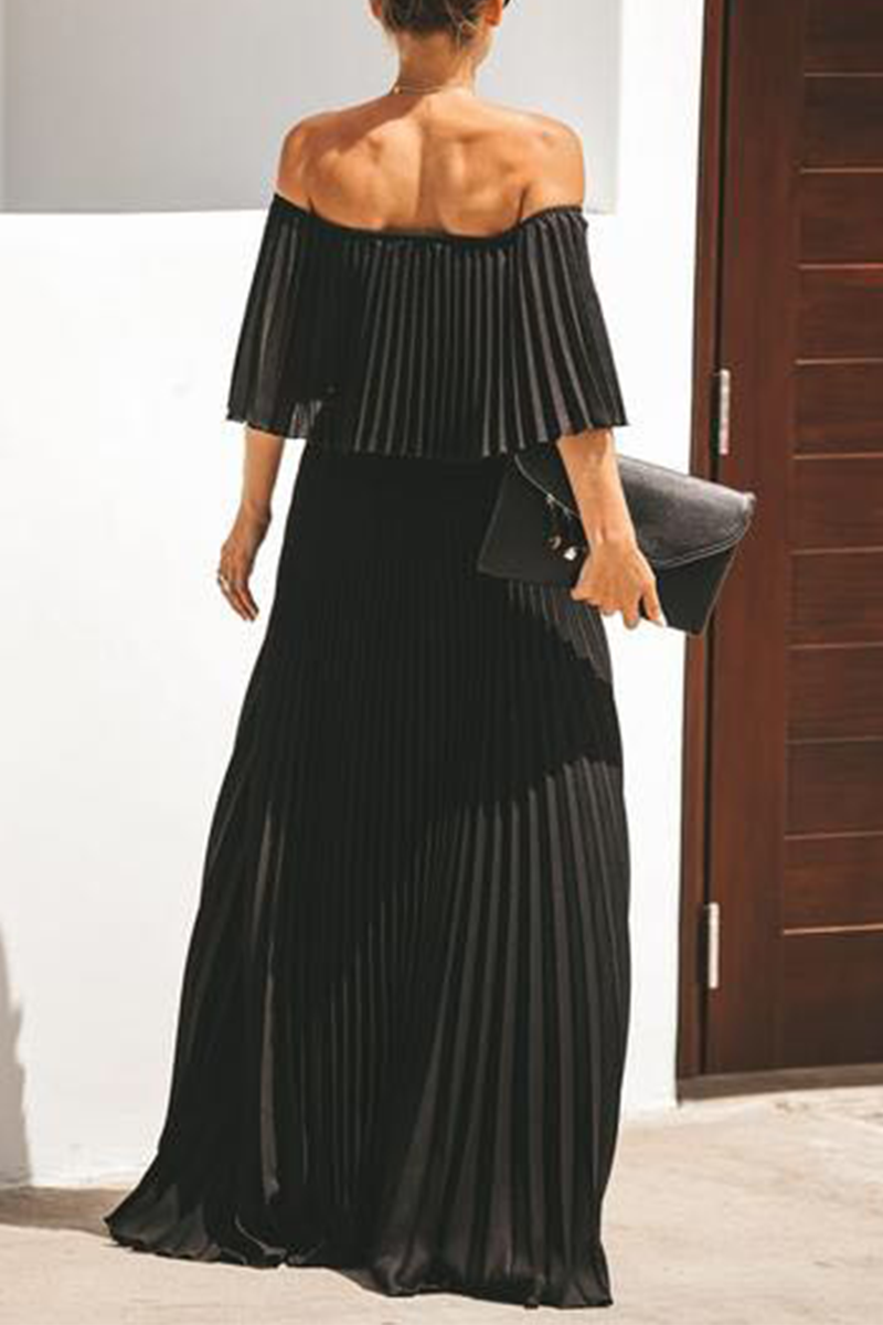 Heidi-Mode | Solid Split Joint Off the Shoulder Torte Röcke Kleider