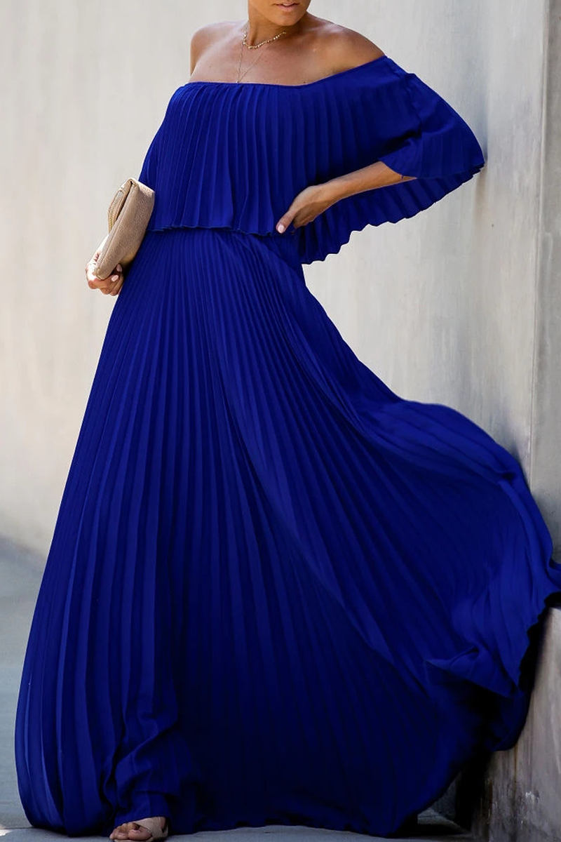 Heidi-Mode | Solid Split Joint Off the Shoulder Torte Röcke Kleider