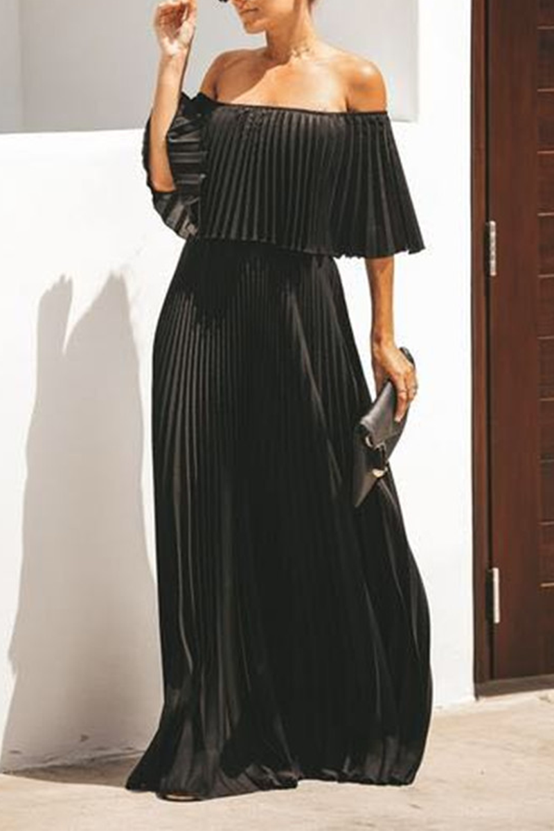 Heidi-Mode | Solid Split Joint Off the Shoulder Torte Röcke Kleider