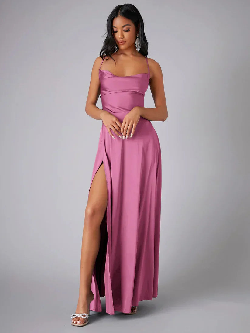 Heidi-Mode | Seiden-Maxikleid mit Geflochtenem Rücken Kleid Dich für Formelle Anlässe Lucette