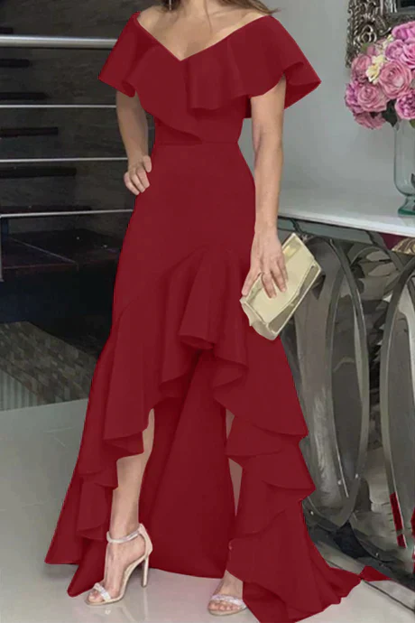 Heidi-Mode | Hotlula Mode, Festlich, Unregelmäßiges Kleid mit Rüschen An Den Schultern
