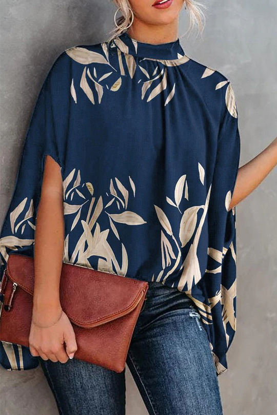 Heidi-Mode | Fashion Print Split Joint Halb A Rollkragen Tops - 5 Farben