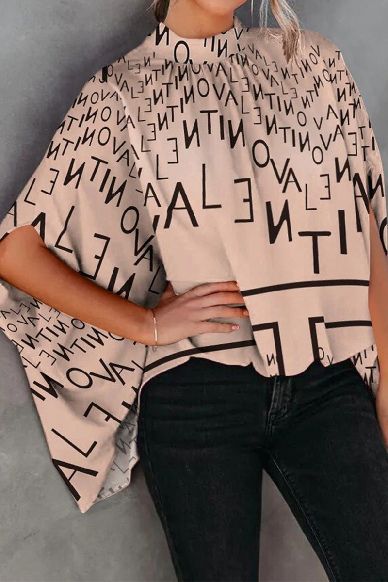 Heidi-Mode | Fashion Print Split Joint Halb A Rollkragen Tops - 5 Farben