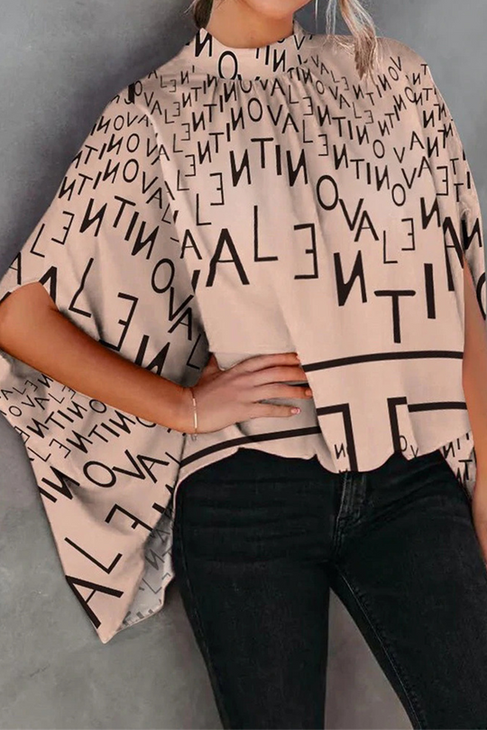 Heidi-Mode | Fashion Print Split Joint Halb A Rollkragen Tops - 5 Farben