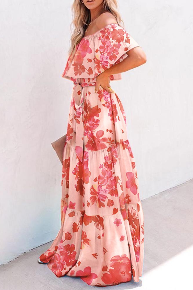 Heidi-Mode | Mode Gradual Change Rüsche Off the Shoulder Kuchen Röcke Kleider