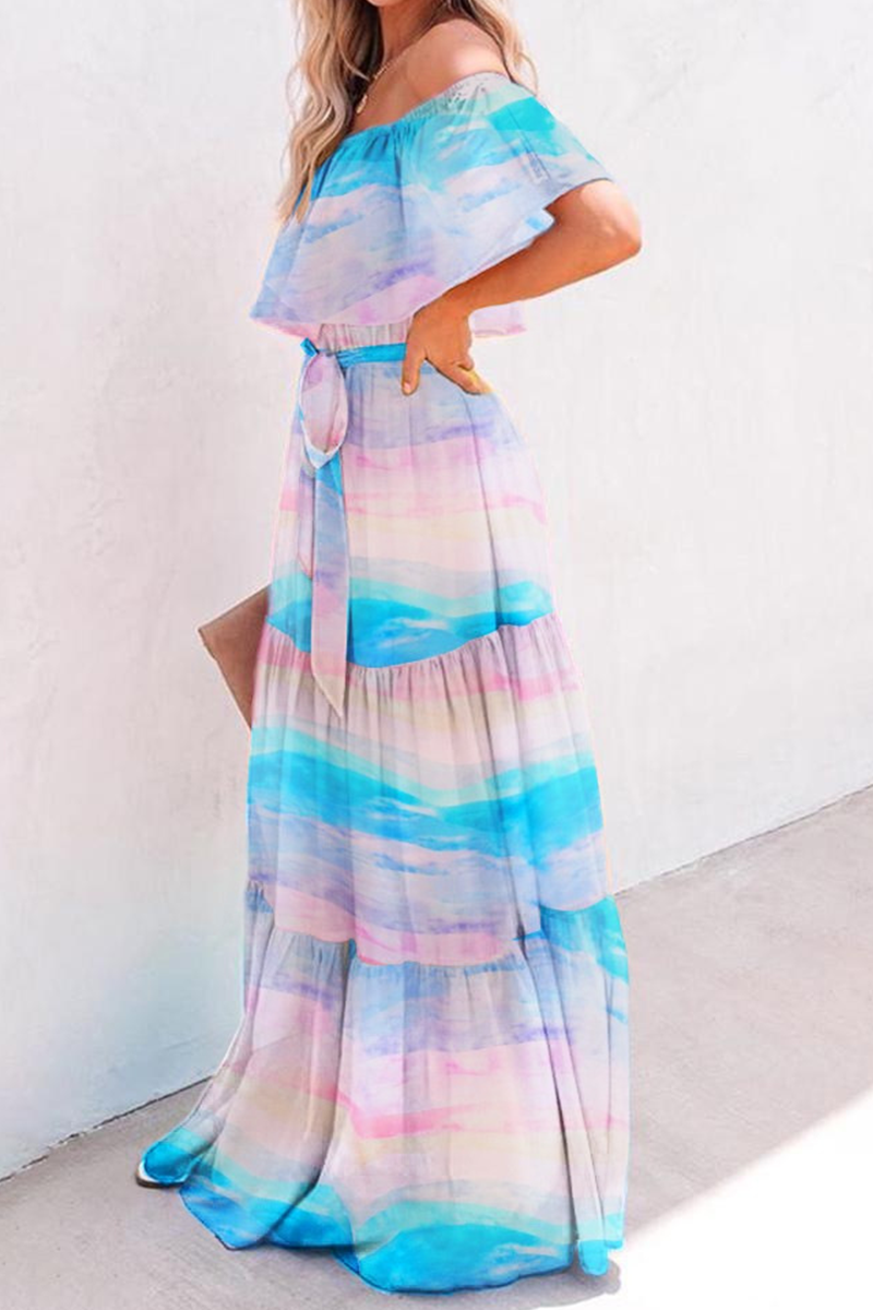 Heidi-Mode | Mode Gradual Change Rüsche Off the Shoulder Kuchen Röcke Kleider