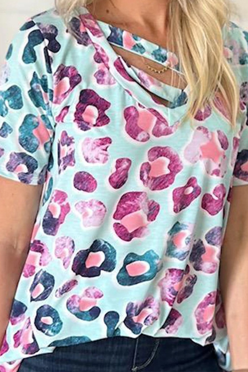 Heidi-Mode | Lässige Druck Patchwork V-Ausschnitt T-Shirts