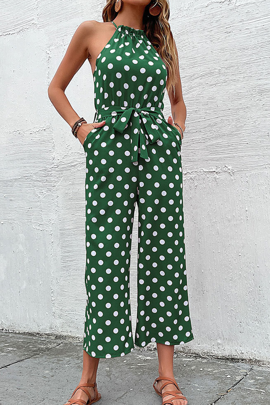 Heidi-Mode | Fashion Dot Patchwork Halterneck Gerade Jumpsuits