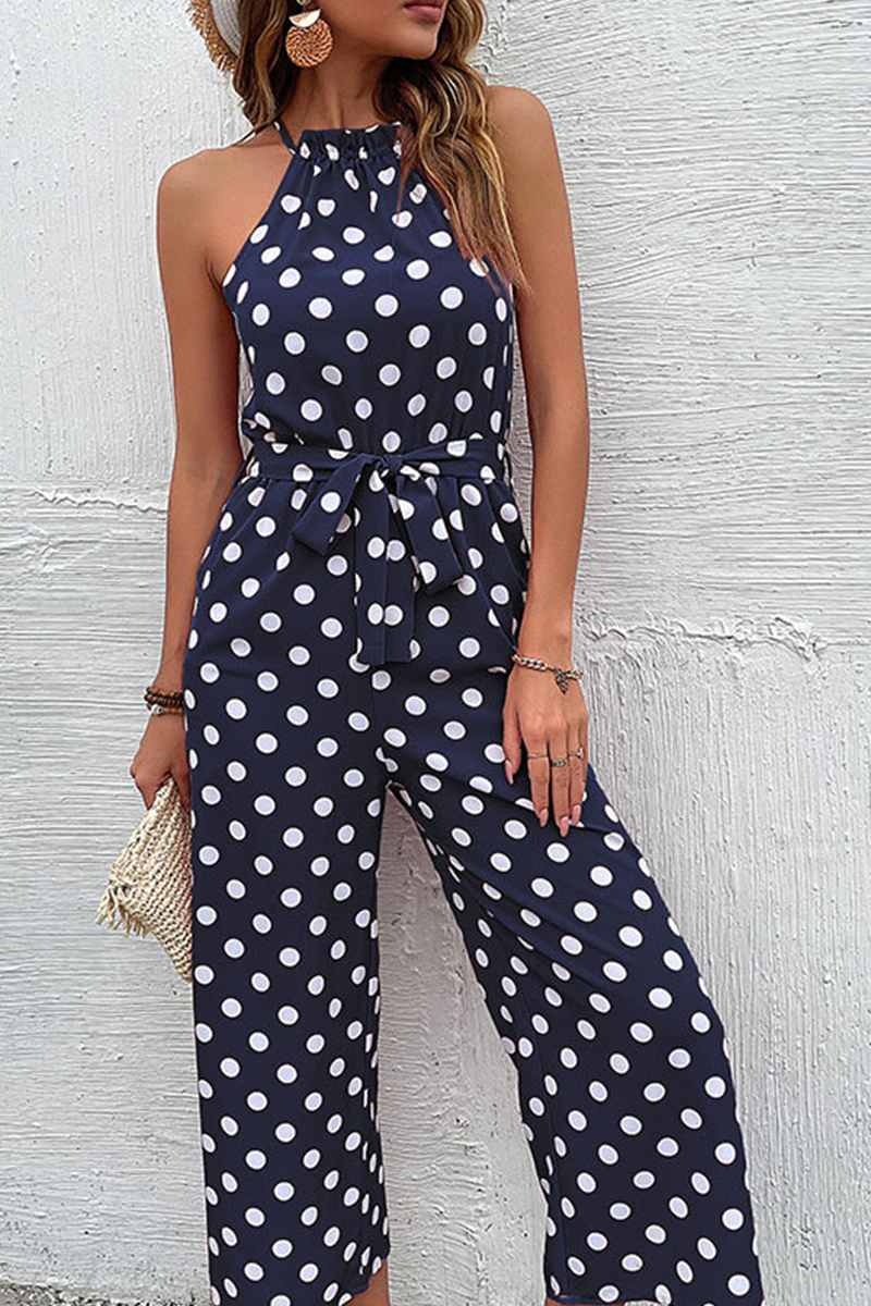 Heidi-Mode | Fashion Dot Patchwork Halterneck Gerade Jumpsuits