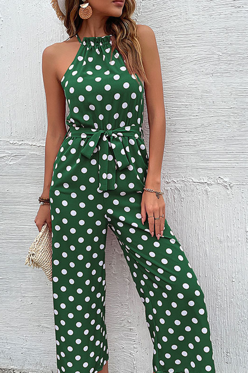 Heidi-Mode | Fashion Dot Patchwork Halterneck Gerade Jumpsuits