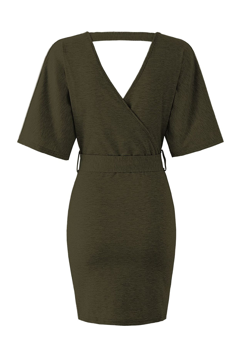 Heidi-Mode | Fashion Solid Hollowed Out V-Ausschnitt Bleistiftrock Kleider - 4 Farben