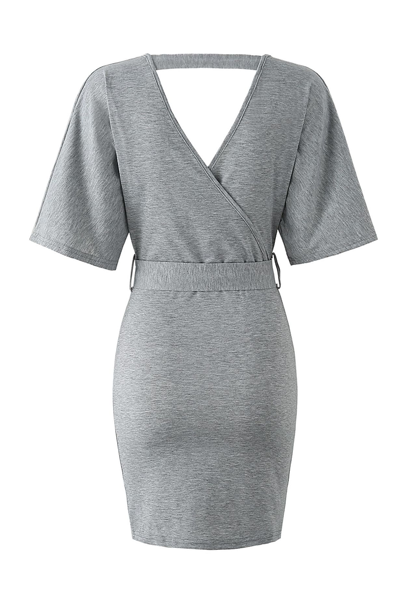 Heidi-Mode | Fashion Solid Hollowed Out V-Ausschnitt Bleistiftrock Kleider - 4 Farben