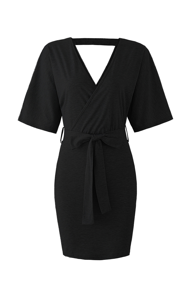 Heidi-Mode | Fashion Solid Hollowed Out V-Ausschnitt Bleistiftrock Kleider - 4 Farben