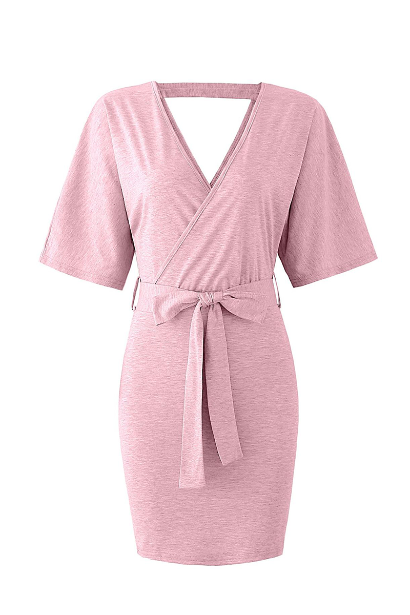Heidi-Mode | Fashion Solid Hollowed Out V-Ausschnitt Bleistiftrock Kleider - 4 Farben
