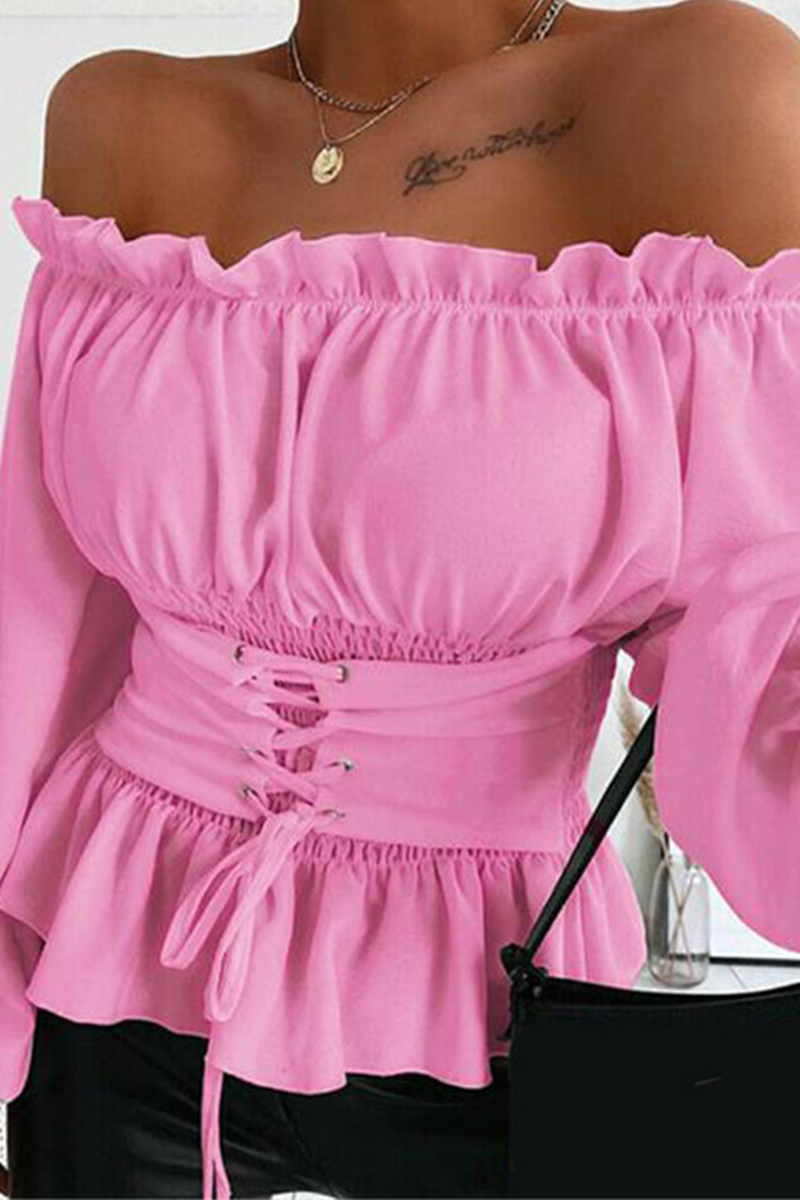 Heidi-Mode | Lässige Einfarbige Volant-Off-Shoulder-Tops - 5 Farben