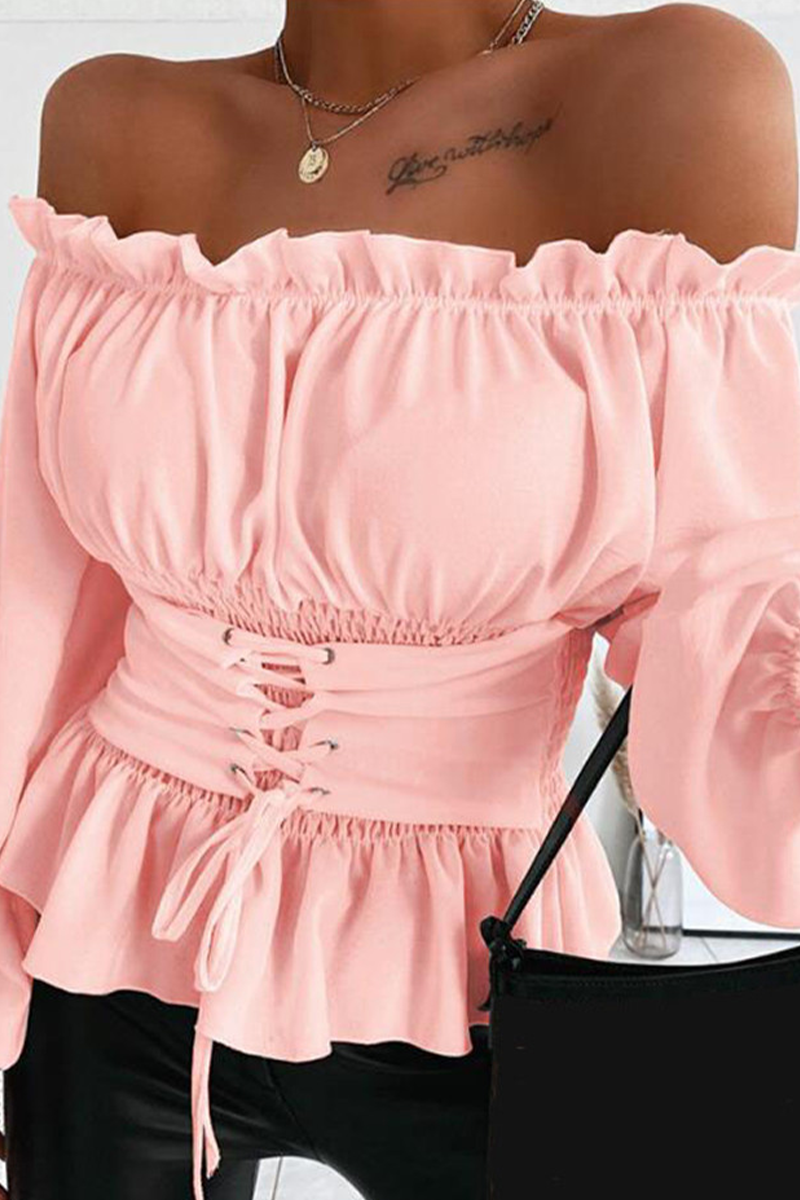 Heidi-Mode | Lässige Einfarbige Volant-Off-Shoulder-Tops - 5 Farben