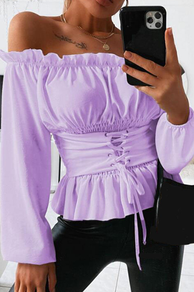 Heidi-Mode | Lässige Einfarbige Volant-Off-Shoulder-Tops - 5 Farben