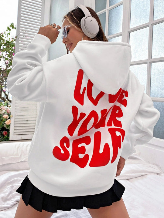 Heidi-Mode | Oversize Hoodie Mit Love Yourself Back Print Für Damen