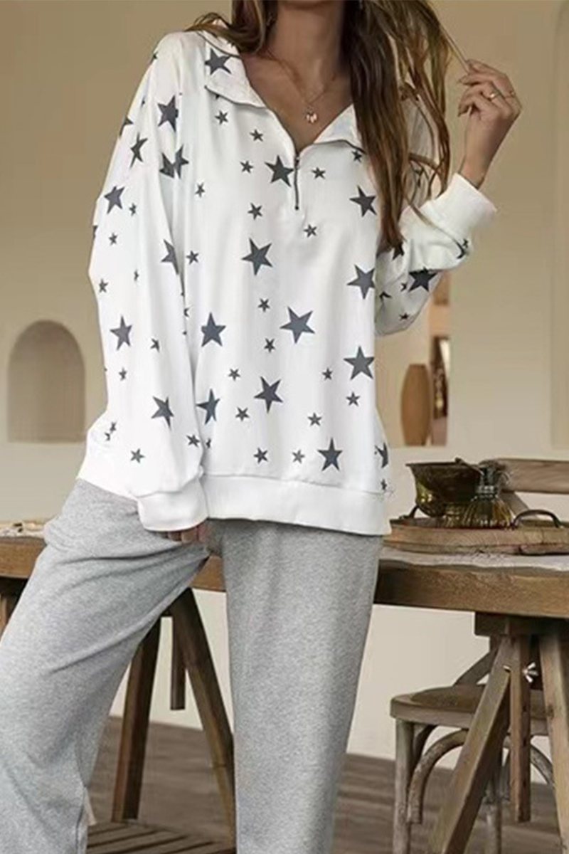 Heidi-Mode | Mode Druck Patchwork Reißverschluss Kragen Sweatshirts
