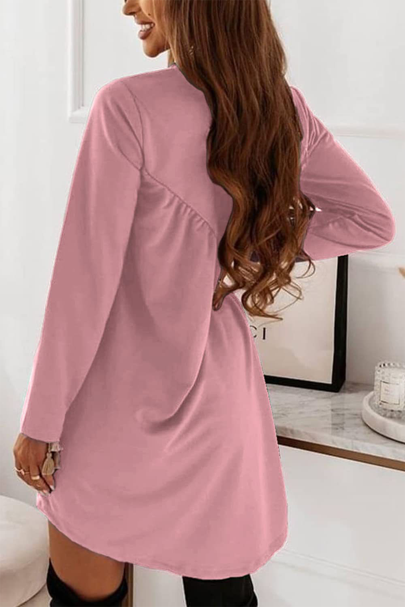 Heidi-Mode | Mode Solid Patchwork O Hals Gerade Kleider