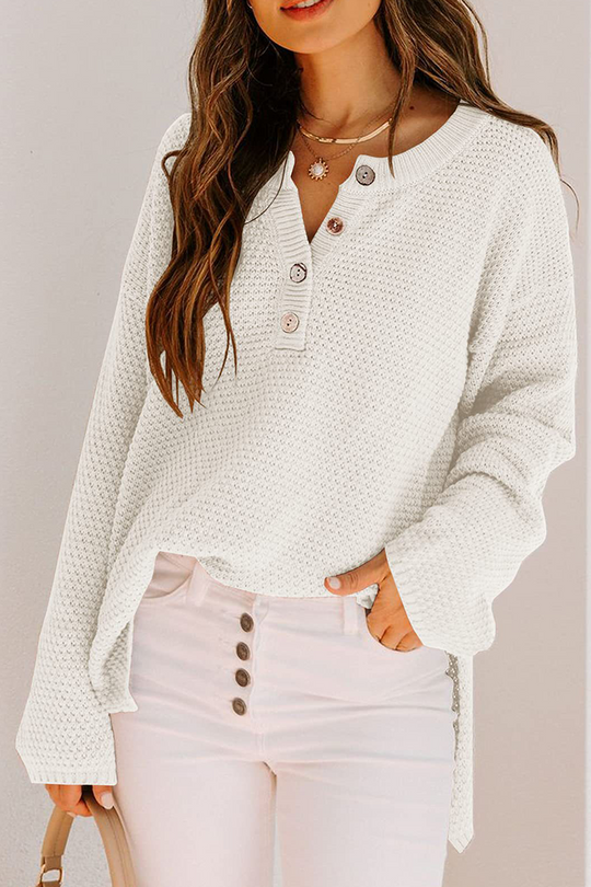 Heidi-Mode | Lässiger Gestreifter Schnallen V-Ausschnitt Pullover - 4 Farben