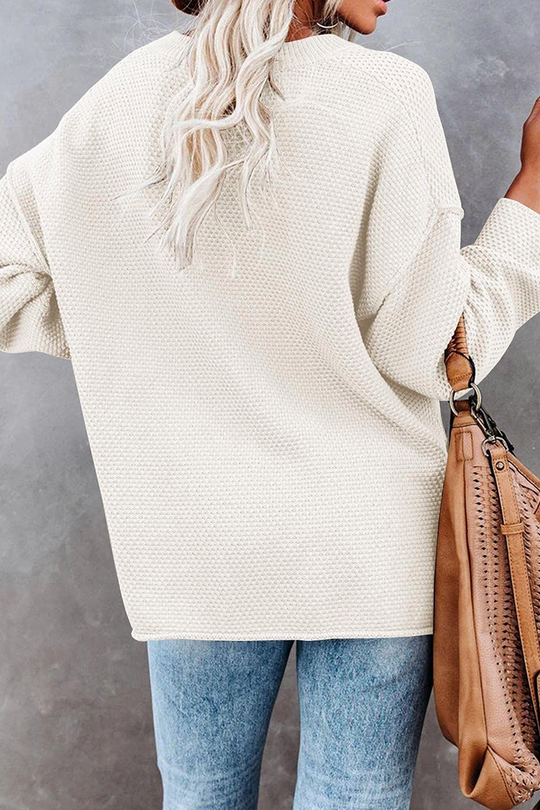 Heidi-Mode | Lässiger Gestreifter Schnallen V-Ausschnitt Pullover - 4 Farben