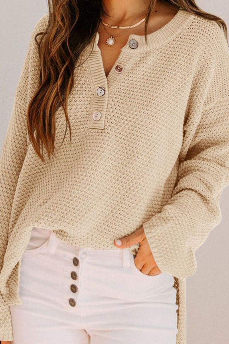 Heidi-Mode | Lässiger Gestreifter Schnallen V-Ausschnitt Pullover - 4 Farben