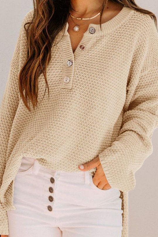 Heidi-Mode | Lässiger Gestreifter Schnallen V-Ausschnitt Pullover - 4 Farben