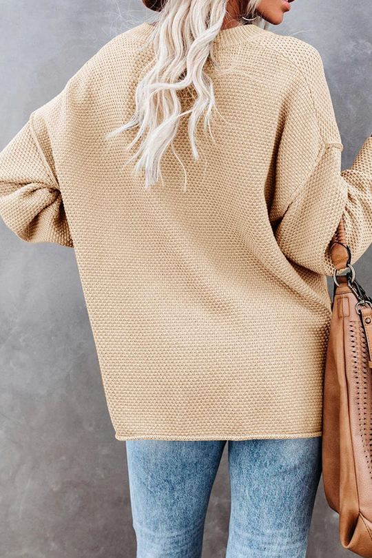 Heidi-Mode | Lässiger Gestreifter Schnallen V-Ausschnitt Pullover - 4 Farben
