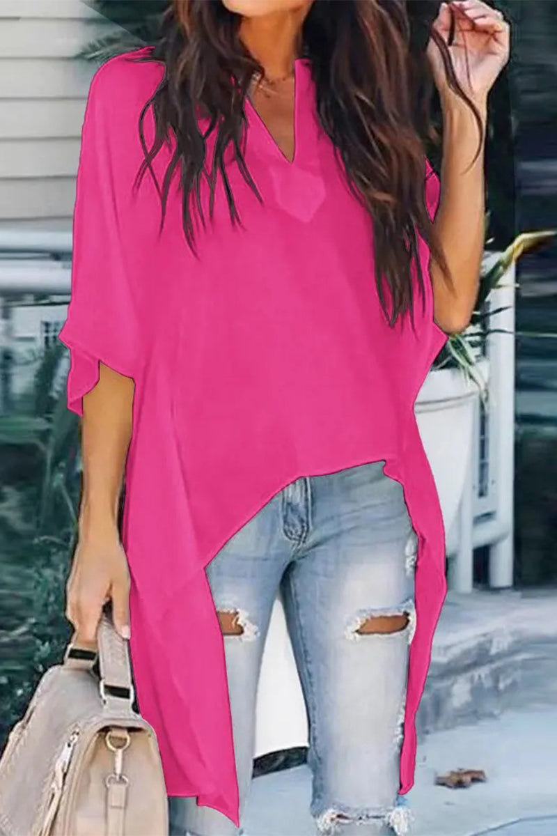 Heidi-Mode | Mode Einfachheit Druck V-Ausschnitt Tops - 5 Farben