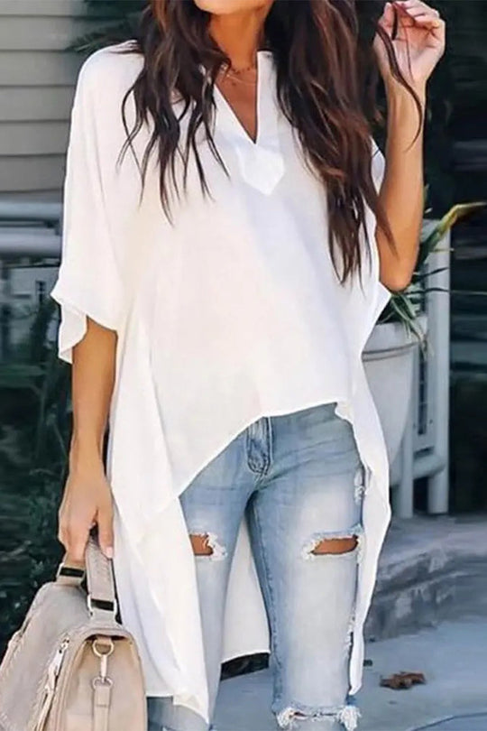 Heidi-Mode | Mode Einfachheit Druck V-Ausschnitt Tops - 5 Farben