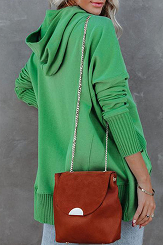 Heidi-Mode | Lässige Einfarbige Taschen Schnalle Kapuzenkragen Tops - 14 Farben