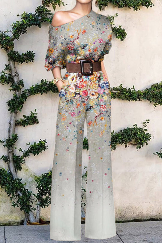 Heidi-Mode | Mode Casual Druck Ohne Gürtel Ein Schulter Lockere Overall - 7 Farben