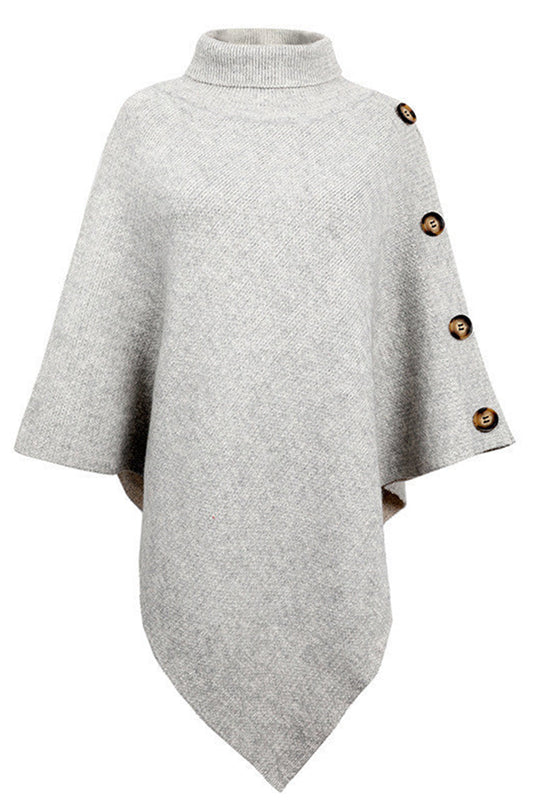 Heidi-Mode | Mode Casual Einfarbige Knöpfe Rollkragen-Oberbekleidung- 7 Farben