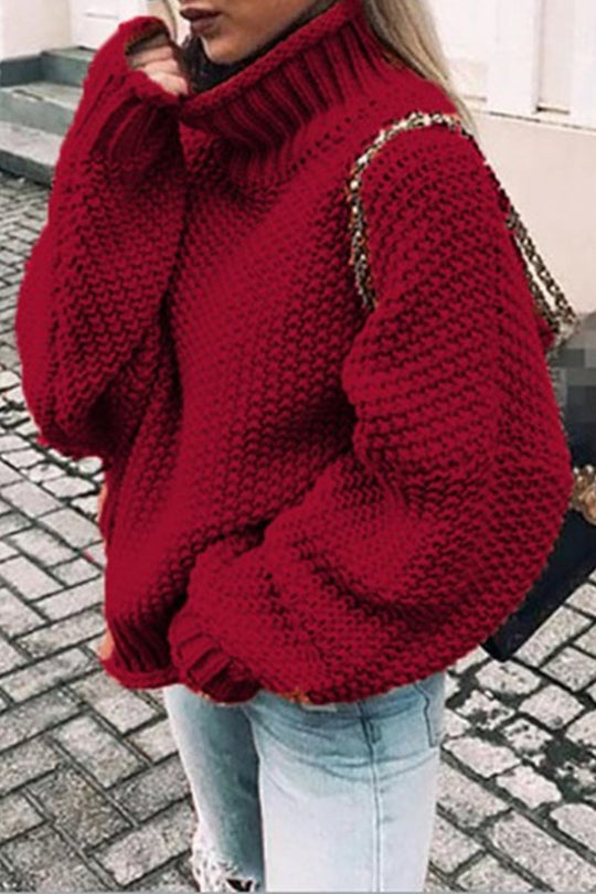 Heidi-Mode | Mode Casual Unifarben Patchwork Rollkragenpullover- 14 Farben