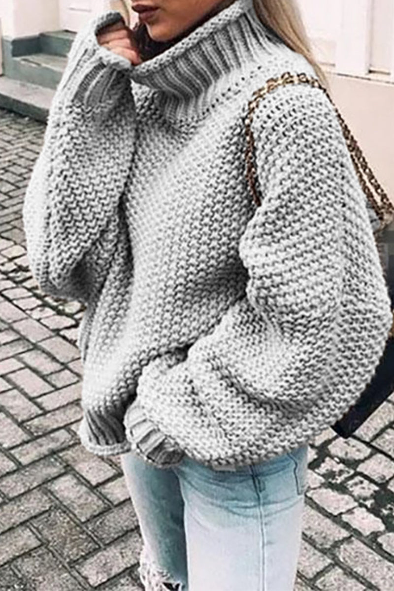 Heidi-Mode | Mode Casual Unifarben Patchwork Rollkragenpullover- 14 Farben