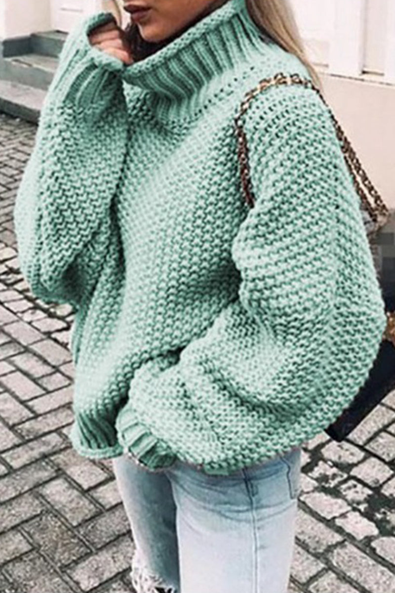 Heidi-Mode | Mode Casual Unifarben Patchwork Rollkragenpullover- 14 Farben